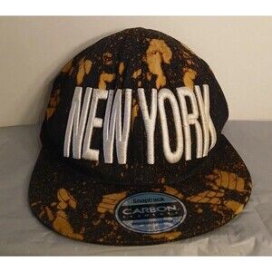 Carbon Elements New York SnapBack Hat/Cap One Size- Black Bleach Splater FLAT